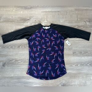 Lularoe Butterfly Randy 3/4 Sleeve Baseball Tee Size Small New with Tags